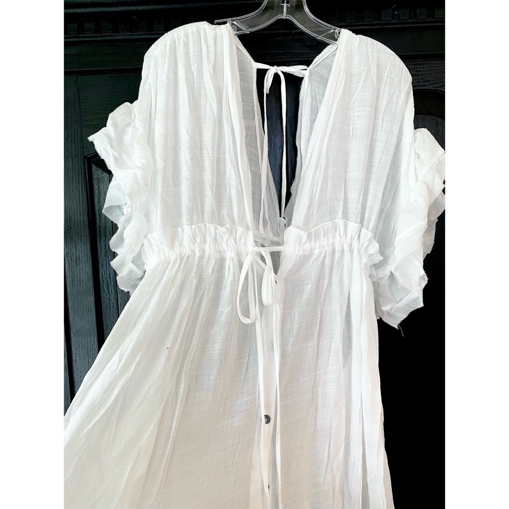 Elegant Amelia Beach Dress Swimsuit Cover-Up in White Oversized OSFM - Picture 10 of 12